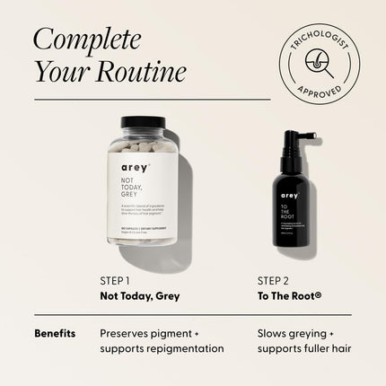 Arey Not Today Grey Daily Hair Supplement for Women & Men | Slows Grey Hair Growth & Repigment in 3–6 Months | Healthier, Thicker Hair | Biotin, B + D Vitamins | Vegan & Gluten Free (3 Month)