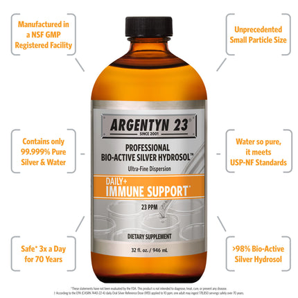 Argentyn 23 Professional Immune Support – Bio-Active Silver Hydrosol, 23 ppm, 32 fl oz