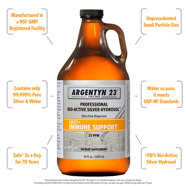 Argentyn 23 Professional Immune Support – Bio-Active Silver Hydrosol, 64 oz