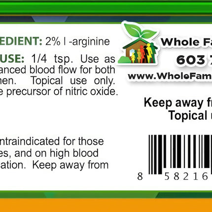 Arginine Cream 4 oz | L-Arginine Nitric Oxide Support for Men & Women | Unscented