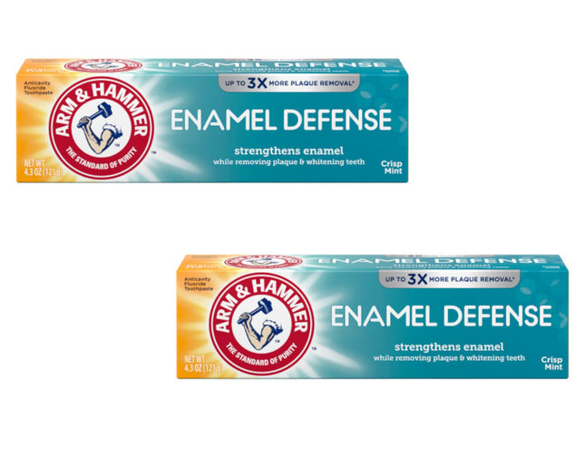 ARM & HAMMER Enamel Defense Fluoride Anticavity Toothpaste Fresh Mint 4.3 oz (Packs of 2)