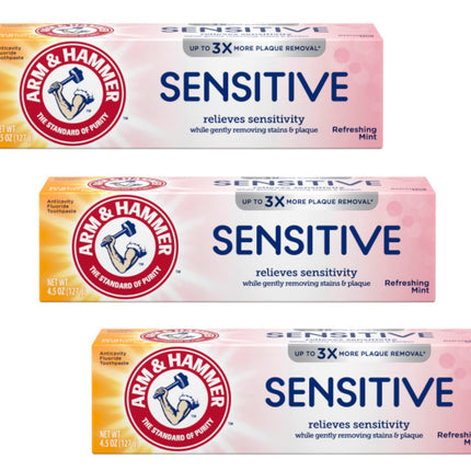 Arm & Hammer Sensitive Teeth & Gums Toothpaste - Mint Flavor (4.5 oz, Pack of 3)