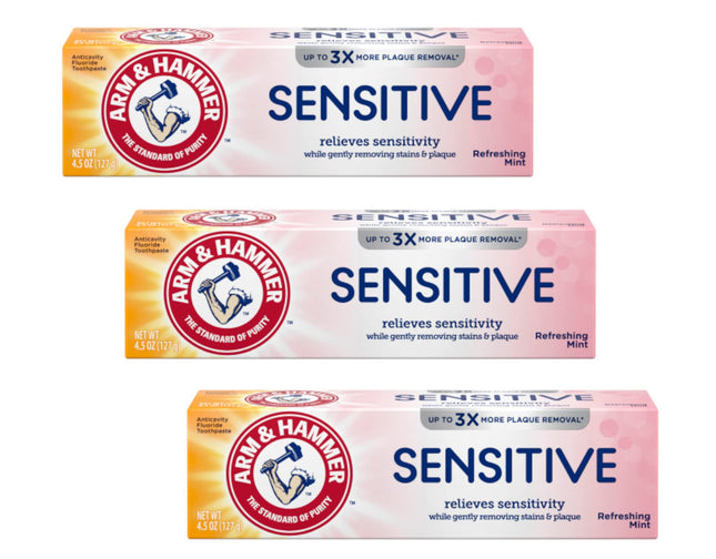 Arm & Hammer Sensitive Teeth & Gums Toothpaste - Mint Flavor (4.5 oz, Pack of 3)