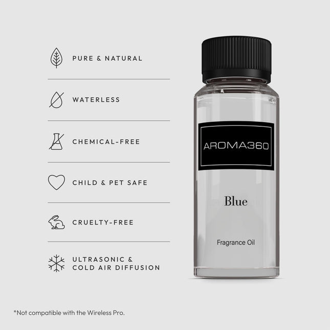 Aroma360 Blue Diffuser Oil Blend | Luxury Reed Diffuser Aromatherapy | Blue Cedar, Lavender & Eucalyptus | 4.1 fl oz (120 mL)