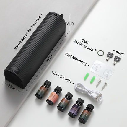 Aromadd Scent Diffuser Starter Kit – Waterless Diffuser, 1500 Sq Ft, Black