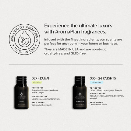 AromaPlan 5-Star Collection 2025 Plug-In Diffuser Cold Air & Waterless – 2 Fragrances Included, Silent 500 sq ft, Bluetooth App Control (Black)