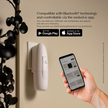 AromaPlan 5 Star Collection 2025 Plug-In Diffuser - Waterless, Bluetooth App Control, 500 sq ft (White)