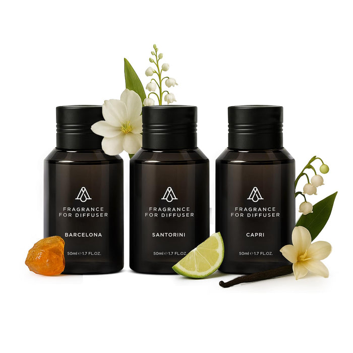 AromaPlan Destinations Collection 3-Pack Diffuser Oils – Capri, Barcelona & Santorini (50 ml) – Non-Toxic, USA-Made