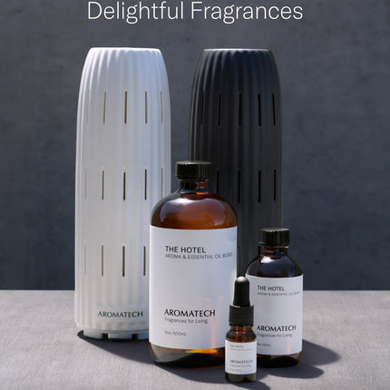 AromaTech Ambience Scent Diffuser White Stone – Waterless Nebulizing Diffuser with Bluetooth for Home, Spa & Hotels
