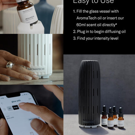 AromaTech Ambience Scent Diffuser White Stone – Waterless Nebulizing Diffuser with Bluetooth for Home, Spa & Hotels
