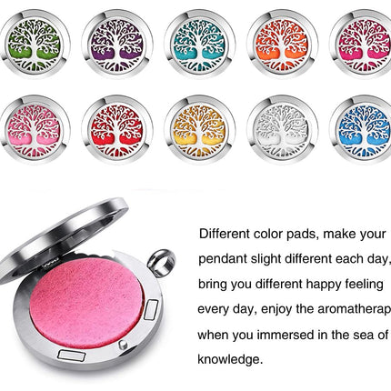 Aromatherapy Essential Oil Diffuser Necklace – Tree of Life Stainless Steel Locket Pendant