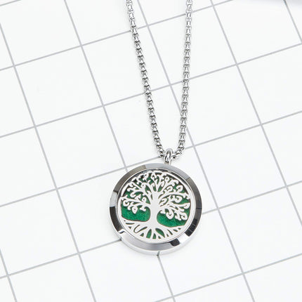 Aromatherapy Essential Oil Diffuser Necklace – Tree of Life Stainless Steel Locket Pendant