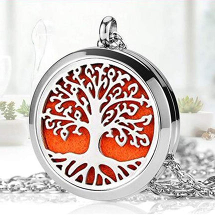 Aromatherapy Essential Oil Diffuser Necklace – Tree of Life Stainless Steel Locket Pendant