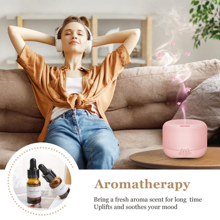 Aromatherapy Essential Oil Diffuser 300ml – Ultrasonic Humidifier with Night Light (Pink)