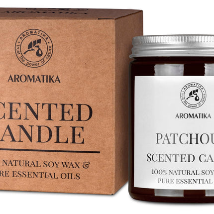 AROMATIKA Patchouli Soy Wax Candle – 150g, 45 Hours Burn Time | Home Scent Gift