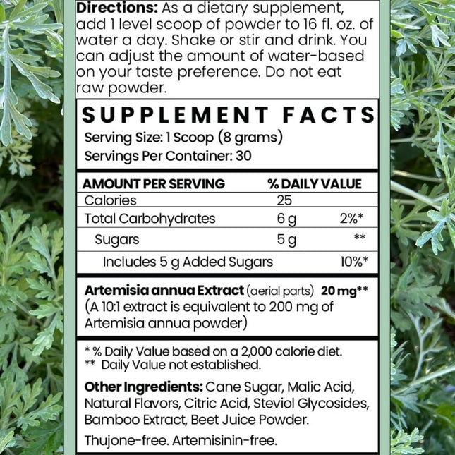 Artemisia Annua Sweet Wormwood Herbal Powder | 30 Servings | Non-GMO, Vegan