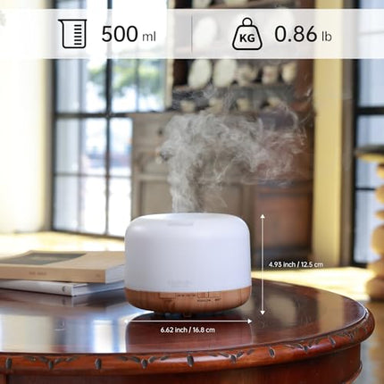 ASAKUKI 500ml Essential Oil Diffuser | Ultrasonic Humidifier with Remote & 7 LED Colors