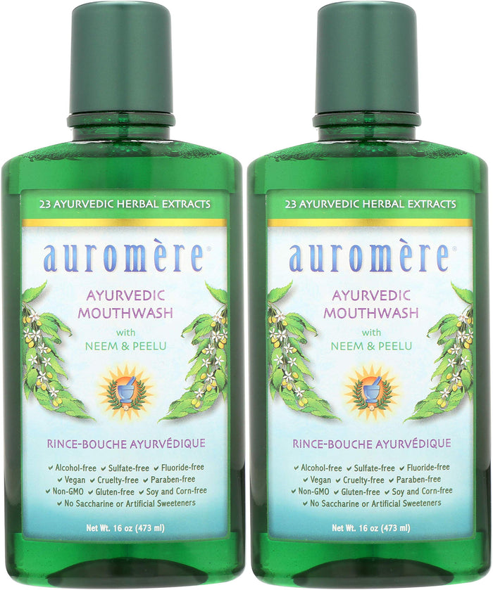 Auromere Ayurvedic Mouthwash – Vegan, Fluoride Free, Alcohol Free, Natural, Non-GMO (16 oz) 2 Pack
