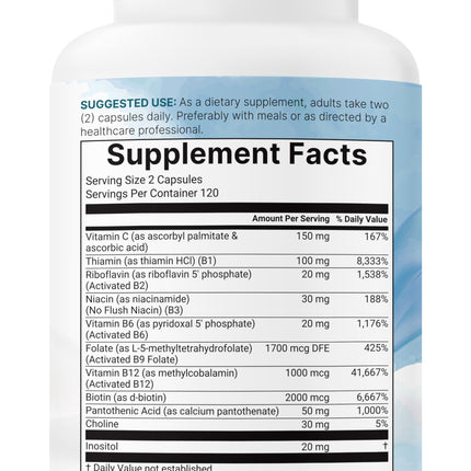 Micro Ingredients Pure Methylated B Complex – 240 Capsules | 11-in-1 B Vitamins with Methylfolate & Methylcobalamin | Non-GMO