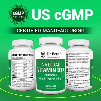 Dr. Berg Allithiamine B1 B6 B12 Complex – Natural Vitamin B1 Supplement (60 Capsules)