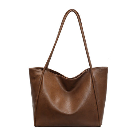 Soft Leather Shoulder Bag Large Capacity Commuter Totes Shopping Travel Bags For Women