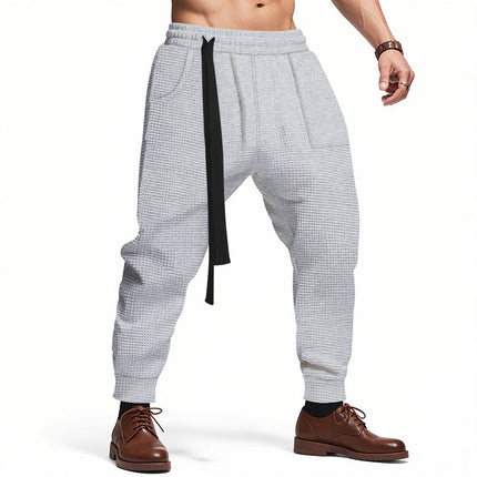 Men's Casual Pants Solid Waffle Male Hip Hop Streetwear Track Pants Joggers Trousers Fashion Harajuku Men Pants