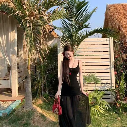 Pure Desire Mesh Splicing Sling Dress Women