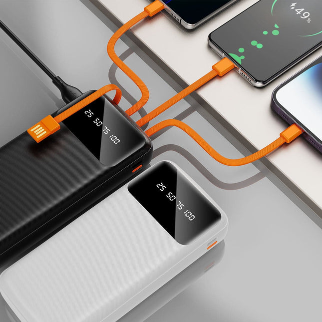 Maplin 20000mAh Portable Power Bank with Integrated USB-C, Micro USB & Lightning Cables