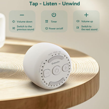Babelio Portable White Noise Machine + Grey Travel Case | Pocket-Sized Sleep & Focus for All Ages