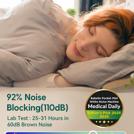 BABELIO Pocket White Noise Sound Machine – 15 Non-Looping Sounds for Sleep & Travel (Putty Gray)