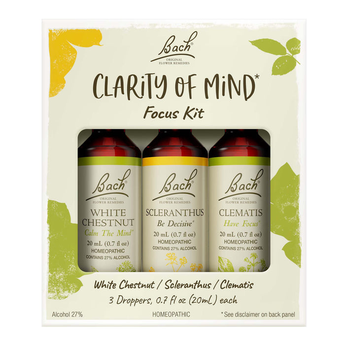 Bach Original Flower Remedies Clarity of Mind Kit – Focus & Mindfulness (3 x 20mL Droppers)