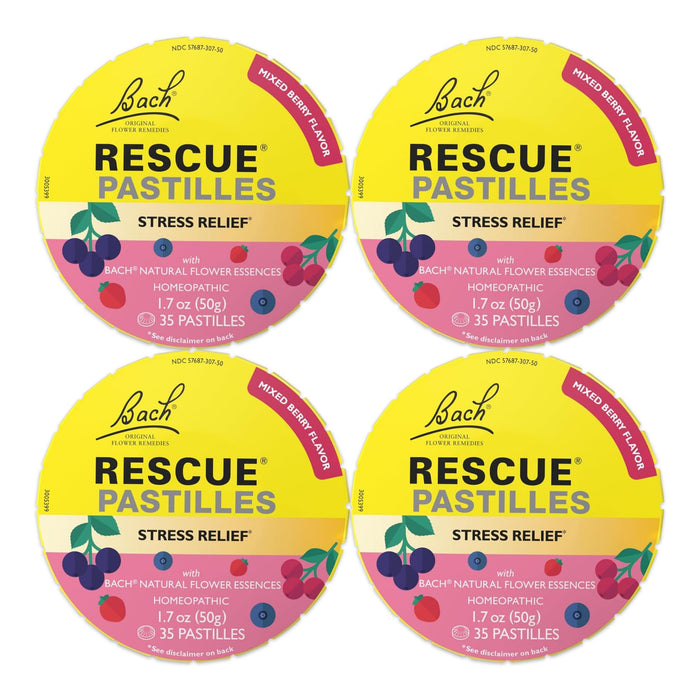 Bach Rescue Pastilles - Mixed Berry (4-Pack) | Homeopathic Lozenges
