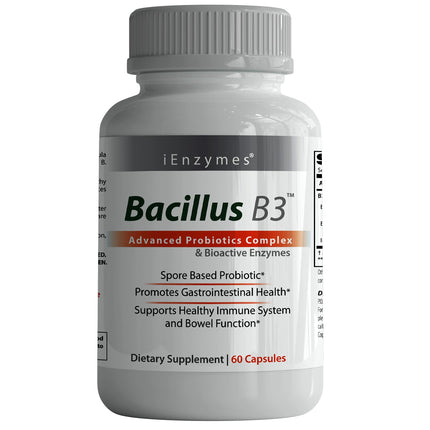 New Bacillus B3 Probiotic Complex & Enzymes – 60 Capsules (100% Spore-Based SBO)