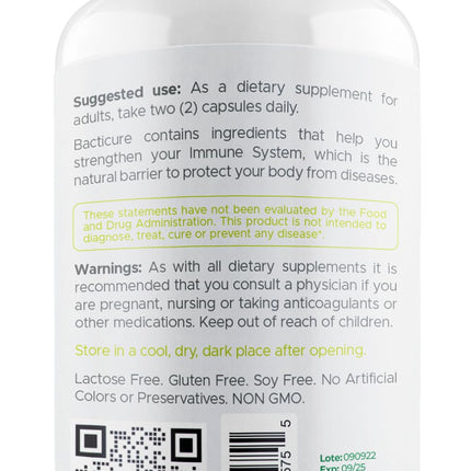 Bacticure Immune Support - 4 Bottles x 60 Capsules, Patented Formula