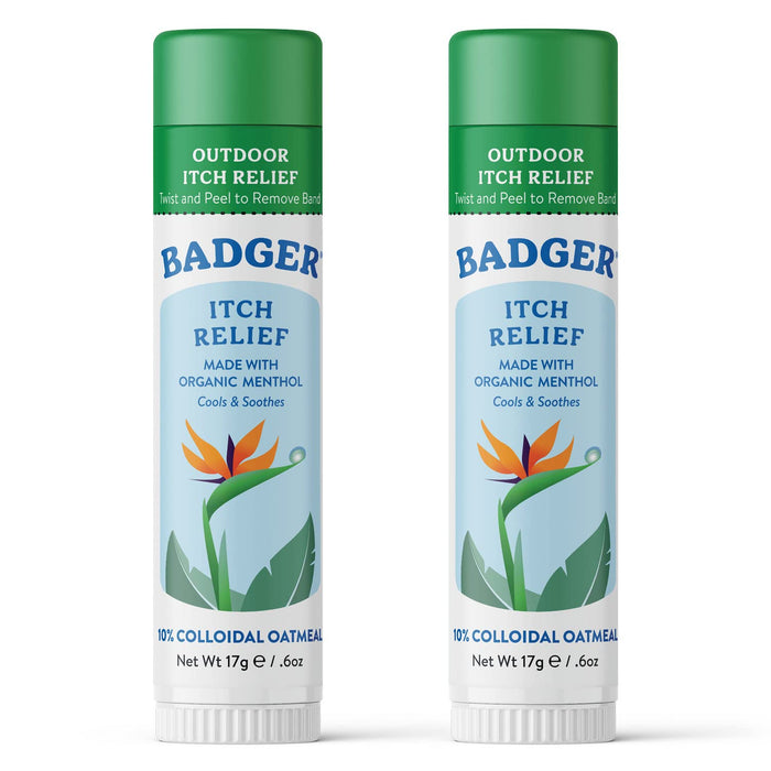 Badger Bug Bite Itch Relief Stick — Natural Anti-Itch for Bites, Poison Ivy & Rashes | 0.6 oz (2-Pack)