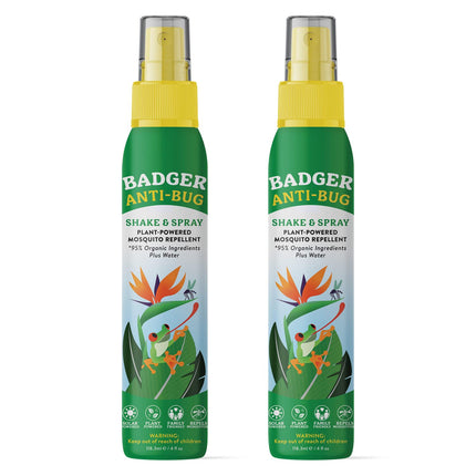 Badger Bug Spray | All-Natural Family-Friendly Mosquito Repellent with Organic Essential Oils | 4 fl oz (2-Pack)
