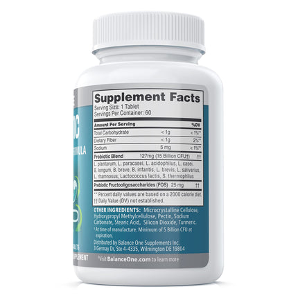 Balance ONE Probiotic for Women & Men – Time-Release 60 Tablets