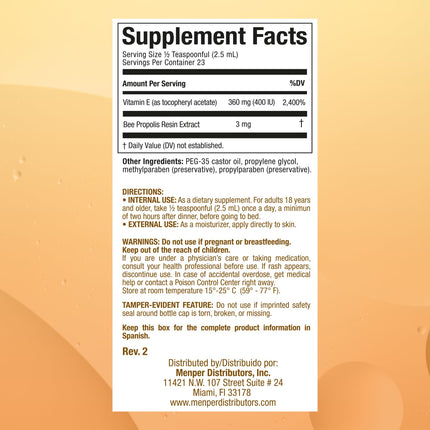 Balsamo Tchakowski – Immune Support Supplement with Bee Propolis & Vitamin E, 2 Fl Oz