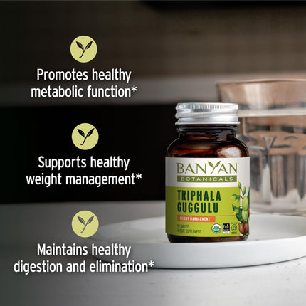 Banyan Botanicals Triphala Guggulu – Organic Triphala with Guggulu Resin | 90 Tablets – Vegan, Non-GMO