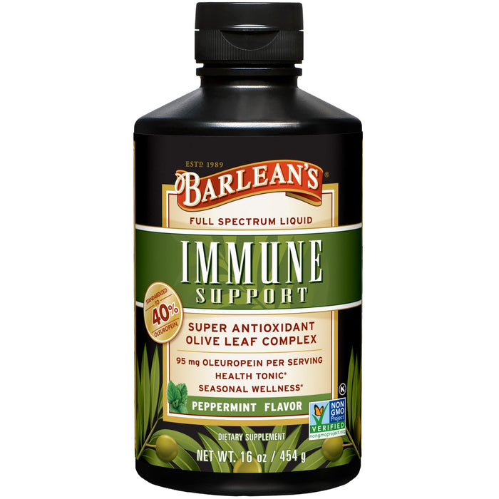 Barlean's Peppermint Olive Leaf Complex — Liquid Immune Support (95 mg Oleuropein)