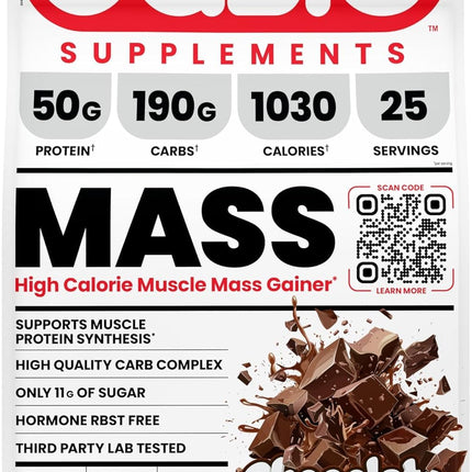 BASIC SUPPLEMENTS Mass Gainer Protein Powder – 50g Protein, 1030 Calories, Gluten-Free