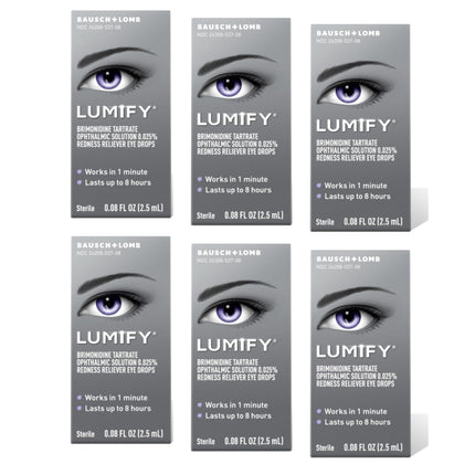 Lumify Redness Reliever Eye Drops 0.08 fl oz (2.5 mL) Pack of 6 | Bausch + Lomb