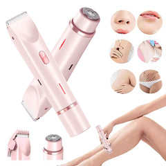 2 In 1 Hair Remover Women's Double Head Shaver Private Pubic Hair Trimmer Electric Razor Wet Dry Electric Body Hair