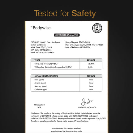 Be Bodywise Himalayan Shilajit Gummies Gold – Lab Tested, Sugar Free