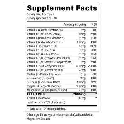 Beef Liver Capsules 2000mg | Nine Lives Liver Supplement