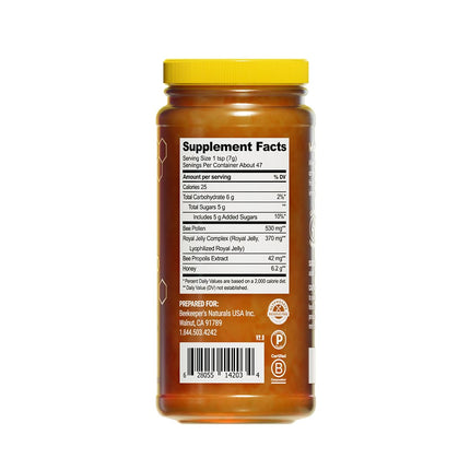 Beekeeper's Naturals Superfood Honey – Bee Pollen, Royal Jelly & Propolis (11.6 oz)