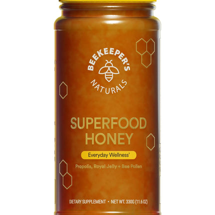 Beekeeper's Naturals Superfood Honey – Bee Pollen, Royal Jelly & Propolis (11.6 oz)