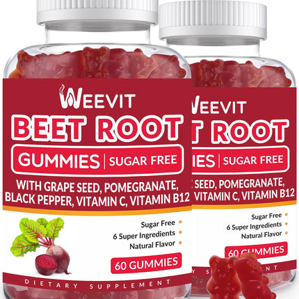 Beet Root Gummies, Nitric Oxide Supplement for Men Women | Organic Beet Gummy with Grape Seed, Pomegranate, Black Pepper, Vitamin C, B12
