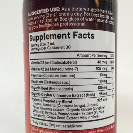 Cayenne Pepper Liquid Drops with Hawthorn Berry, Vitamin D3 K2 – 6oz