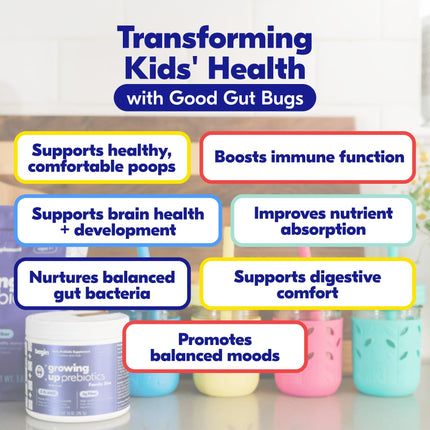 Begin Health Growing Up Prebiotics for Kids – 28-Pack Unflavored Prebiotic Powder